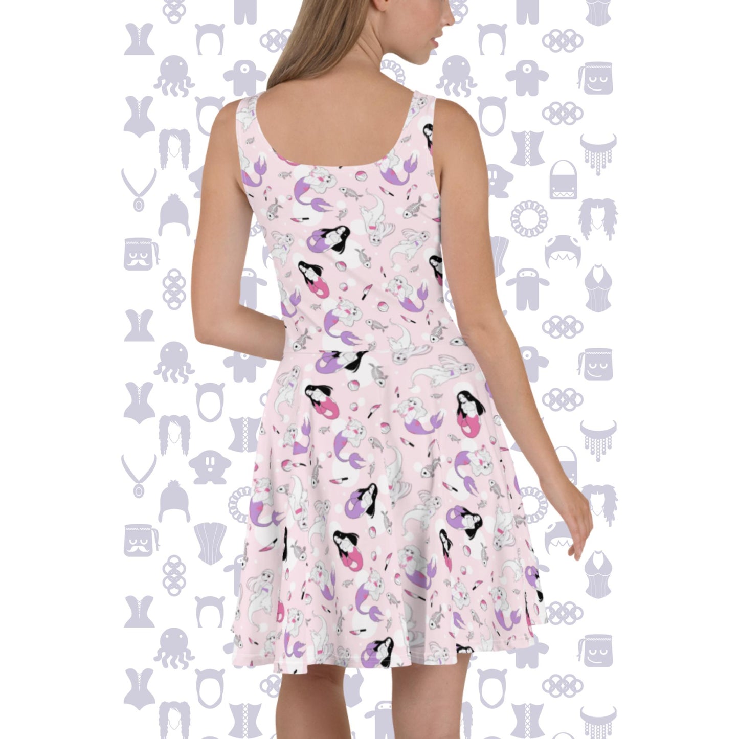 Spooky Horror Mermaids Light Skater Dress