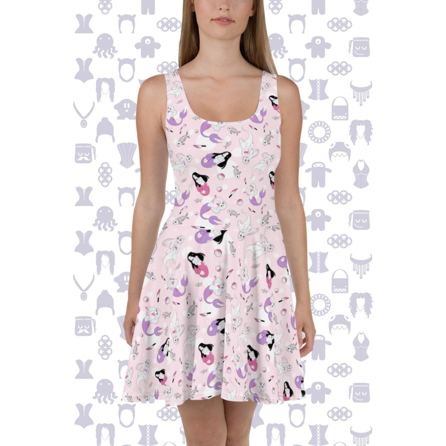 Spooky Horror Mermaids Light Skater Dress