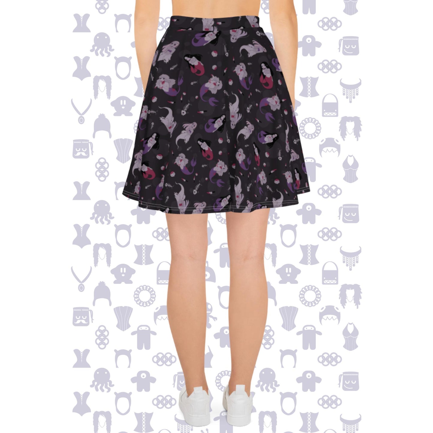 Spooky Horror Mermaids Dark Skater Skirt