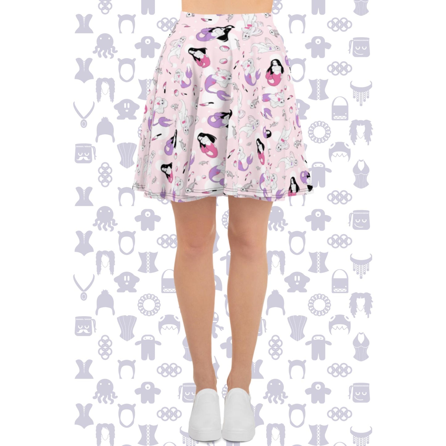 Spooky Horror Mermaids Light Skater Skirt