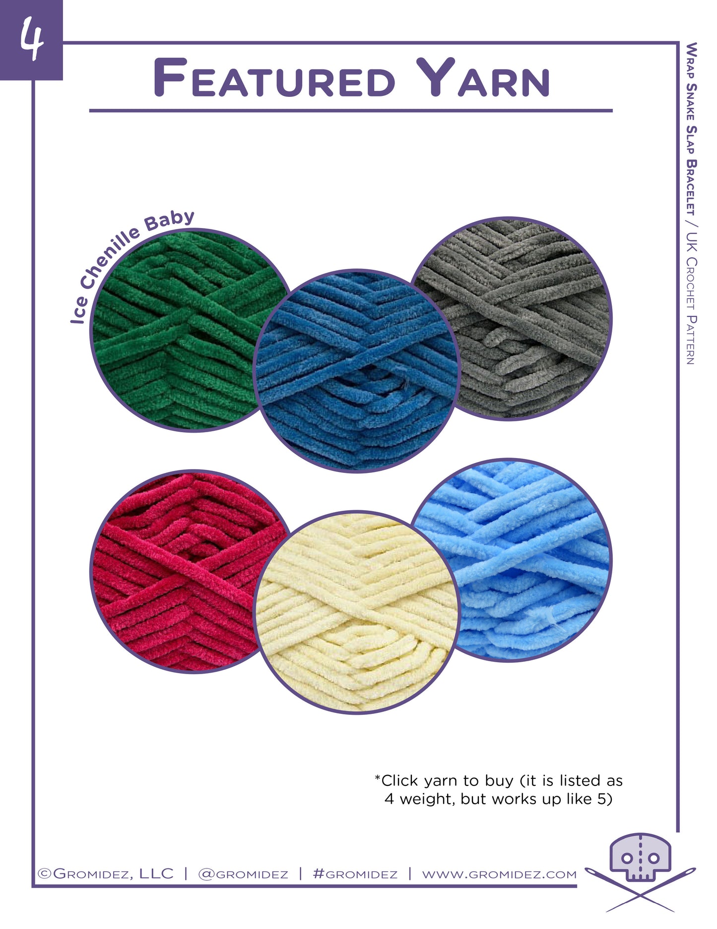Wrap Snake Slap Bracelet Plush Crochet Pattern- US/UK Terms