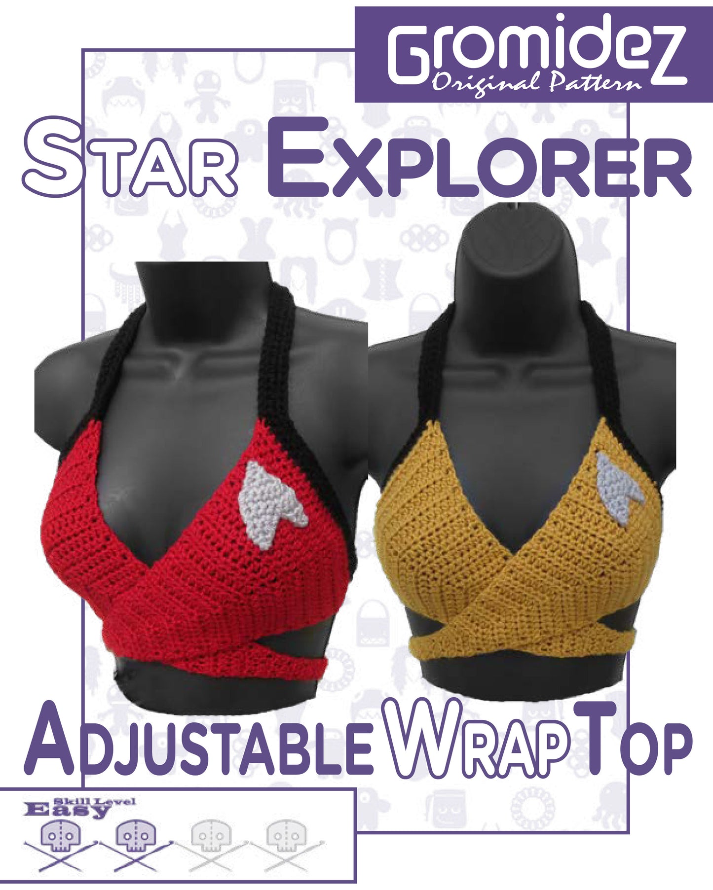 Star Explorer Adjustable Wrap Top Crochet Pattern- US/UK Terms