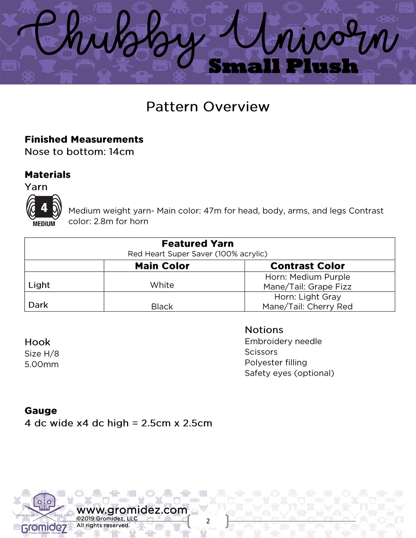 Chubby Unicorn Small Original Design - PATTERN ONLY - UK crochet terms