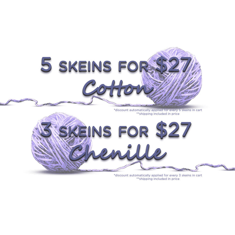 3 skeins for $27 Chenille automatic discount