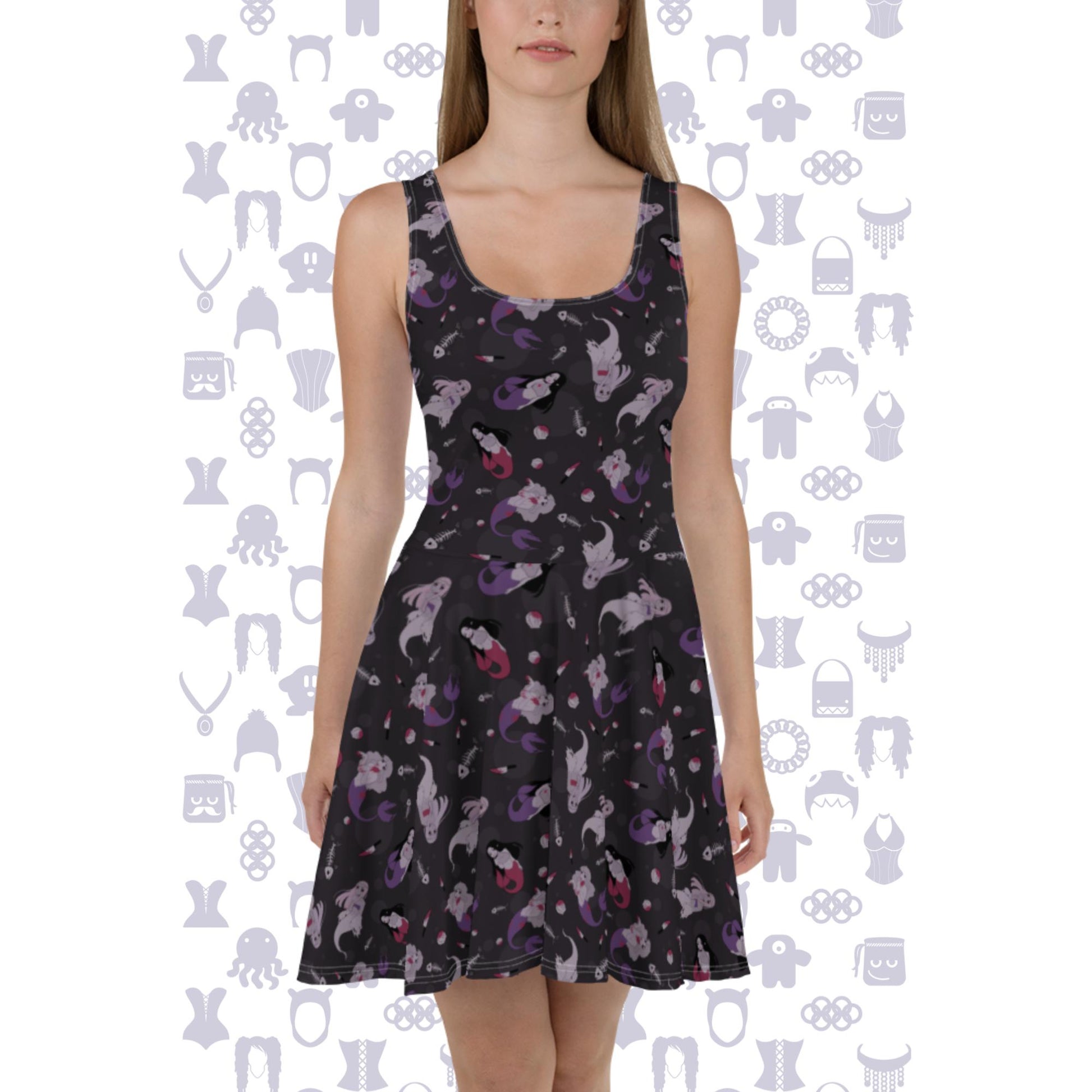 Spooky Horror Mermaids Dark Skater Dress Gromidez Spooky Horror Mermaids Dark Skater Dress Gromidez
