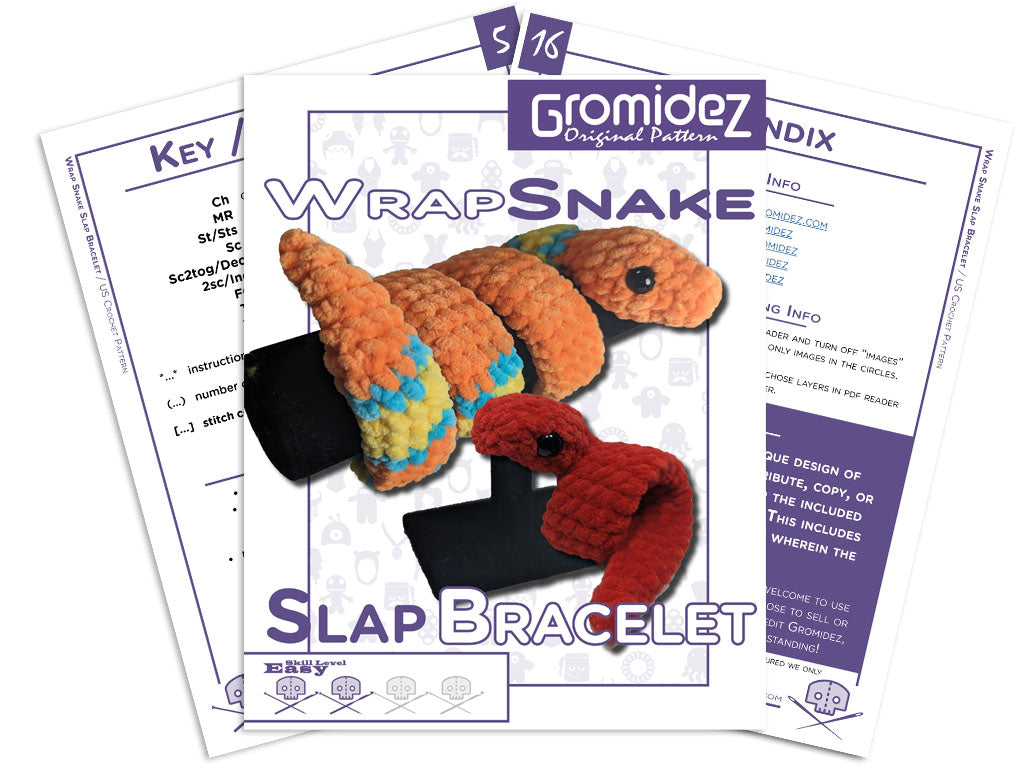 Wrap Snake Slap Bracelet Plush Crochet Pattern- US/UK Terms – Gromidez