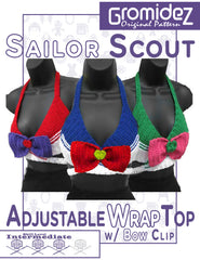 Sailor Scout Adjustable Wrap Top and Bow Clip Crochet Pattern- US/UK Terms