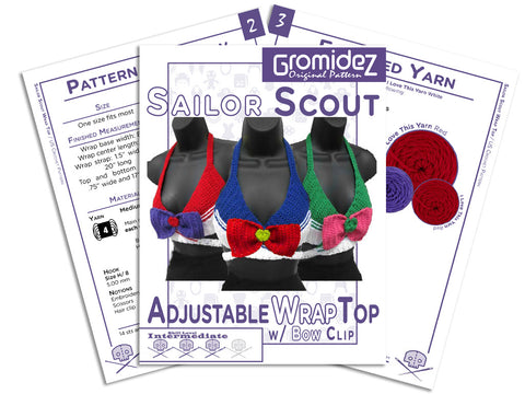 Sailor Scout Adjustable Wrap Top and Bow Clip Crochet Pattern- US/UK Terms