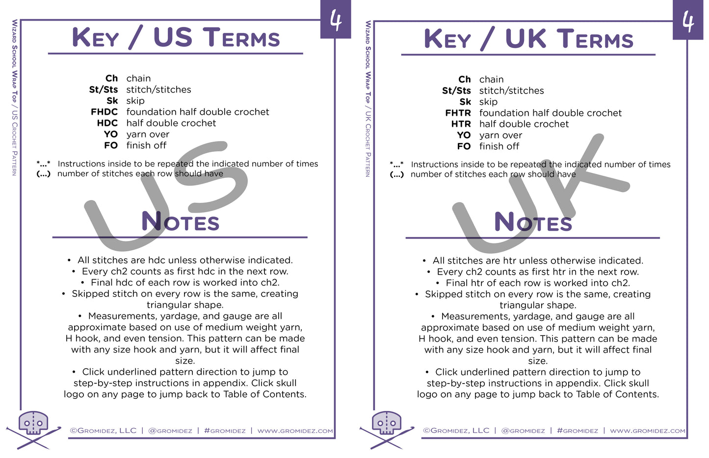 Wizard School Adjustable Wrap Top Pattern- US/UK Terms