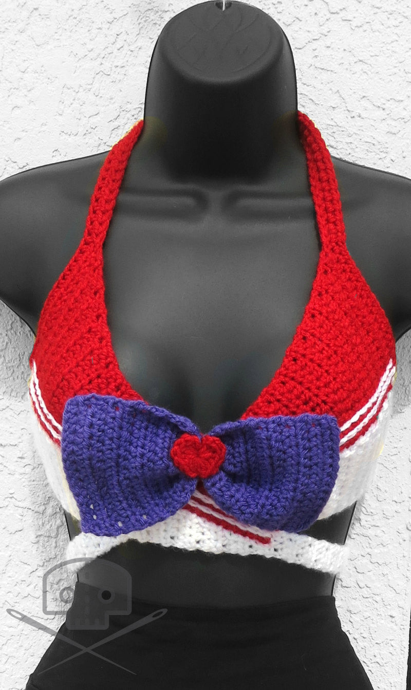 Sailor Moon-Inspired Scout Crochet Wrap Adjustable Top - Machine Washable