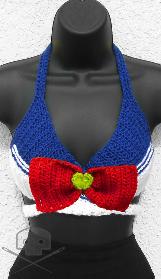 Sailor Moon-Inspired Scout Crochet Wrap Adjustable Top - Machine Washable