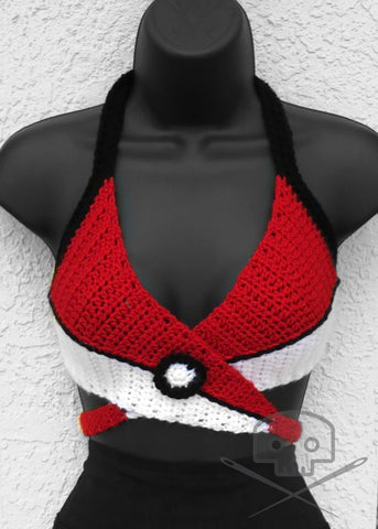 Pokemon-Inspired Ball Crochet Wrap Adjustable Top - Machine Washable