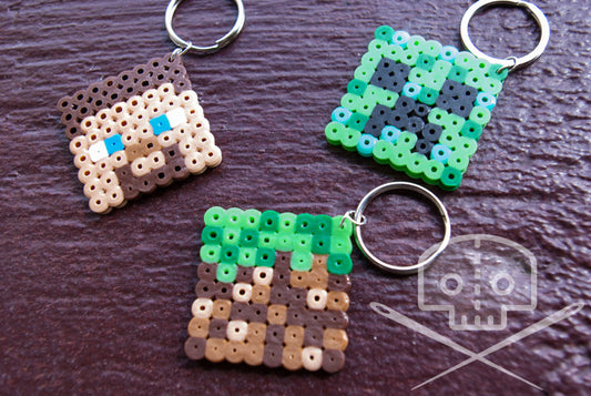 Minecraft-Inspired 8-Bit Keychains