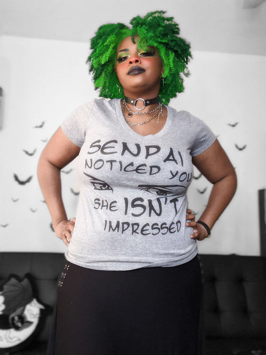 Senpai Noticed You She Isn't Impressed Women's V-Neck Tee