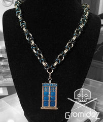 Doctor Who-Inspired Police Box Chainmaille Necklace