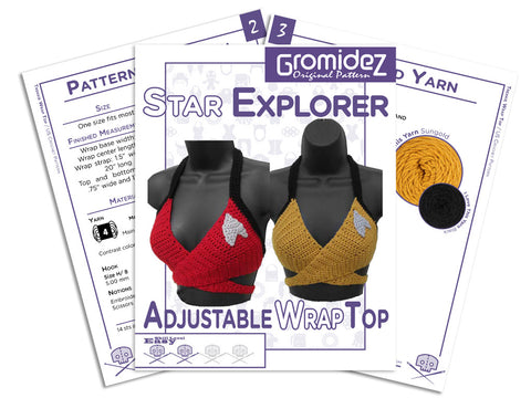 Star Explorer Adjustable Wrap Top Crochet Pattern- US/UK Terms